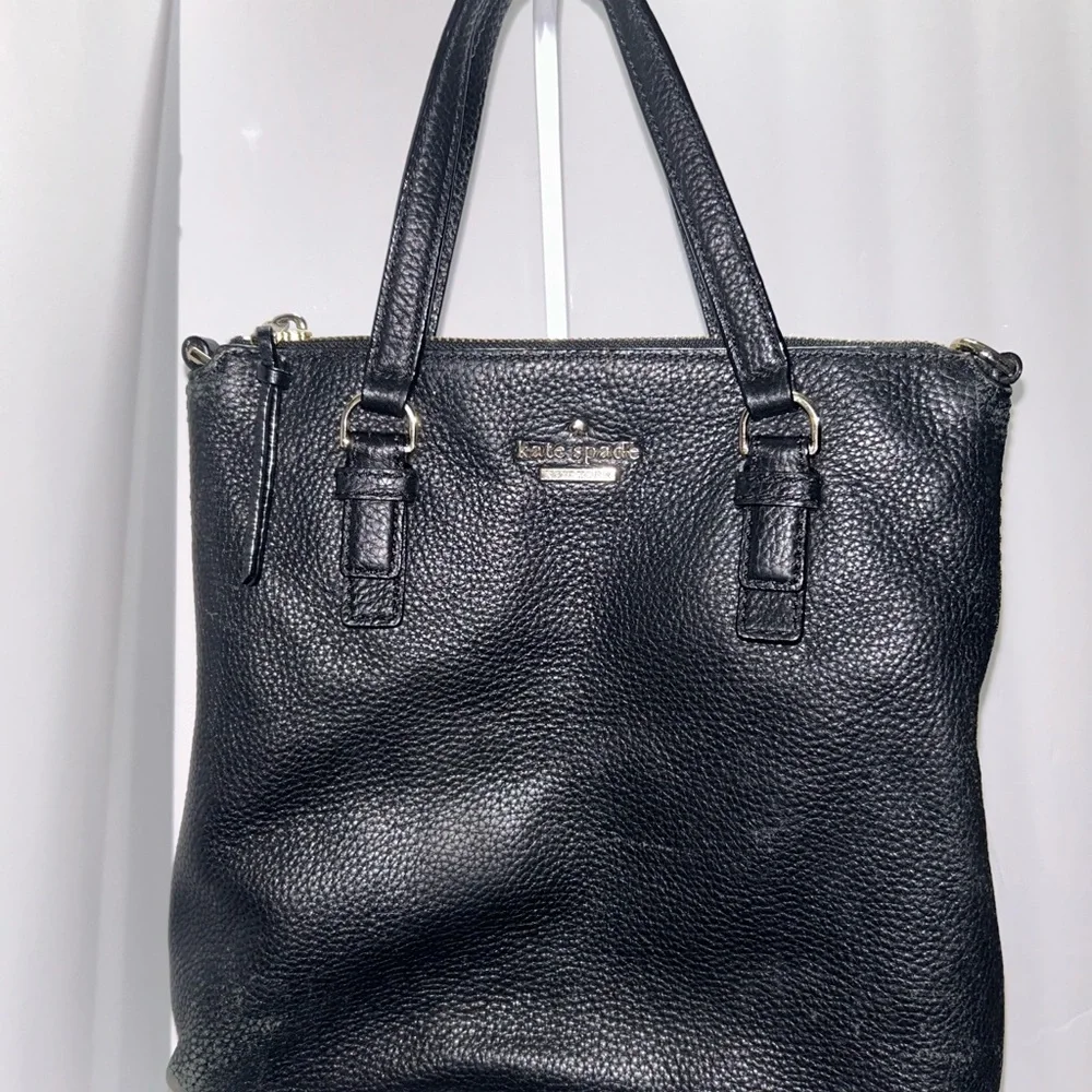 Black Leather Kate Spade Tote Bag - Picture 1 of 10